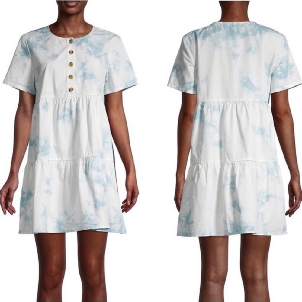 Madewell Tie Dyed Tiered Short Sleeve Dress